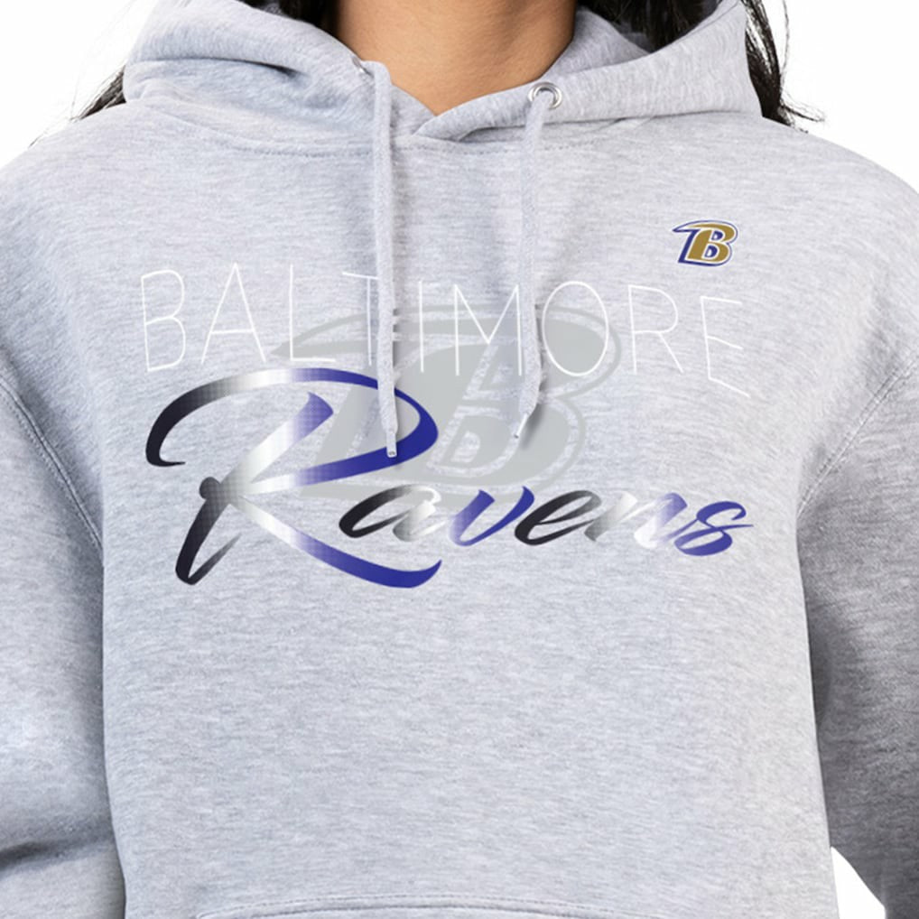 G-III 4Her by Carl Banks Women's Shadow Logo Fleece Pullover Hoodie - Baltimore Ravens