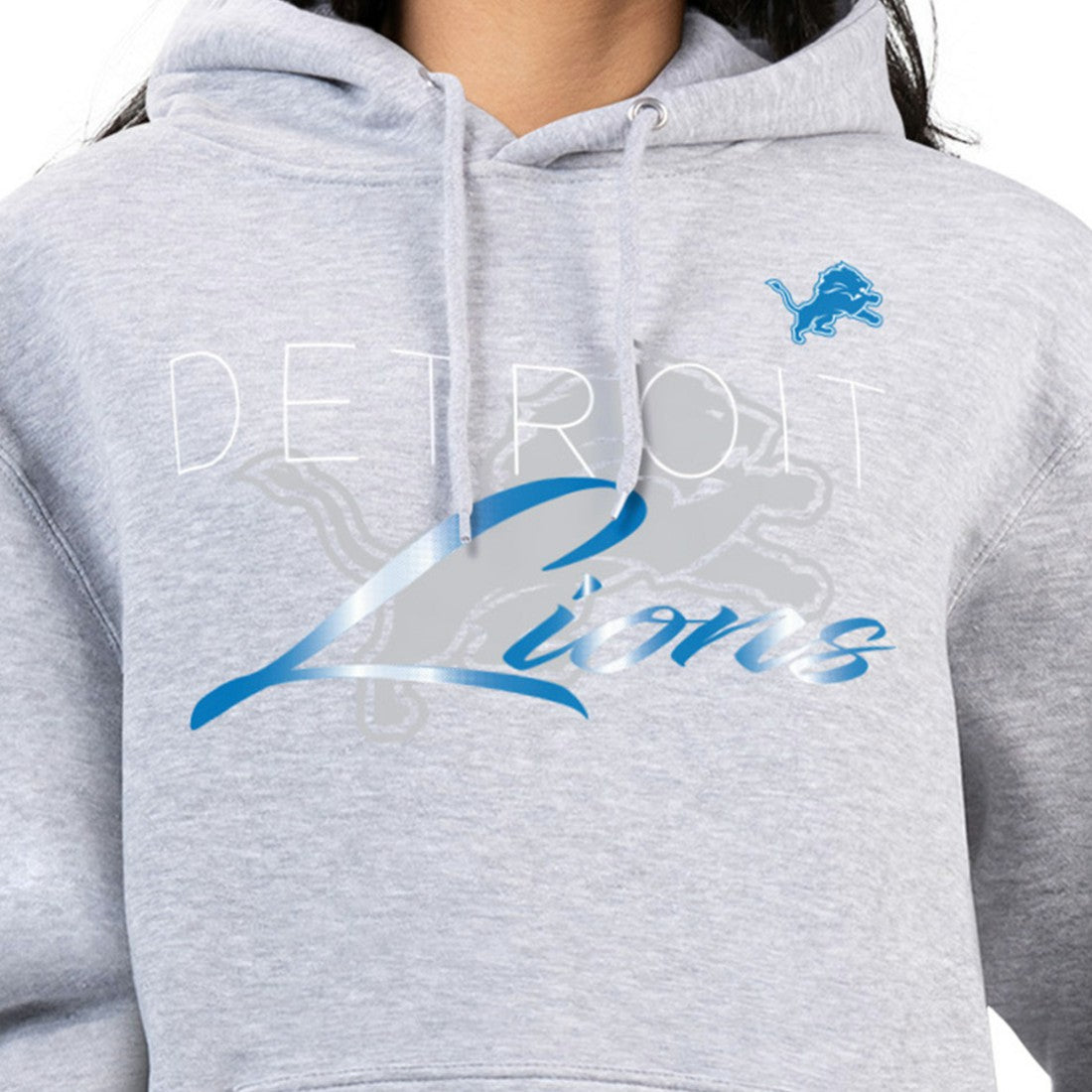 G-III 4Her by Carl Banks Women's Shadow Logo Fleece Pullover Hoodie - Detroit Lions