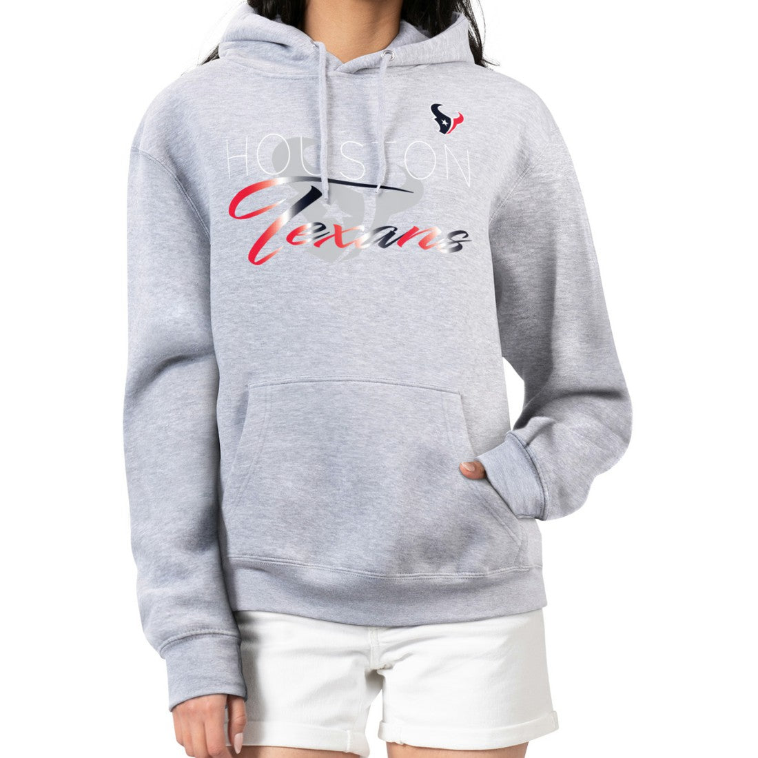 G-III 4Her by Carl Banks Women's Shadow Logo Fleece Pullover Hoodie - Houston Texans