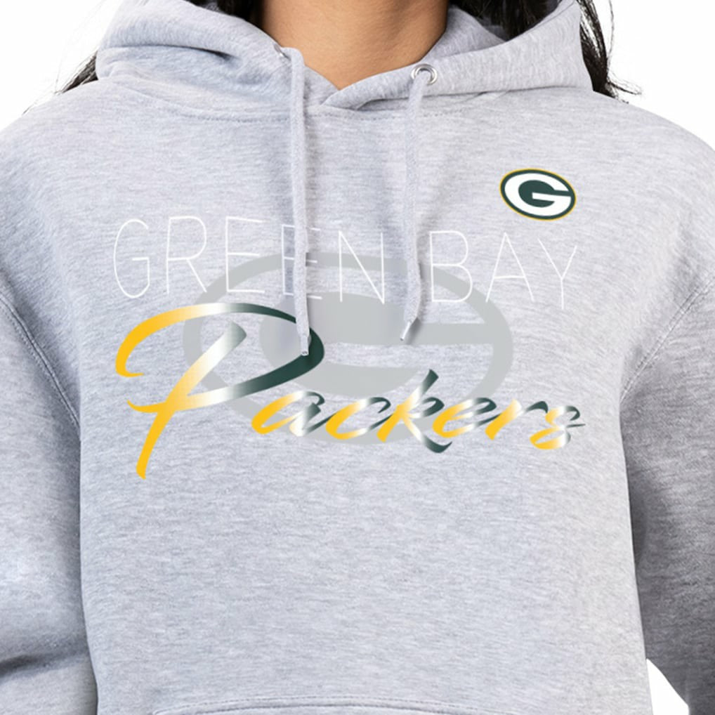 G-III 4Her by Carl Banks Women's Shadow Logo Fleece Pullover Hoodie - Green Bay Packers