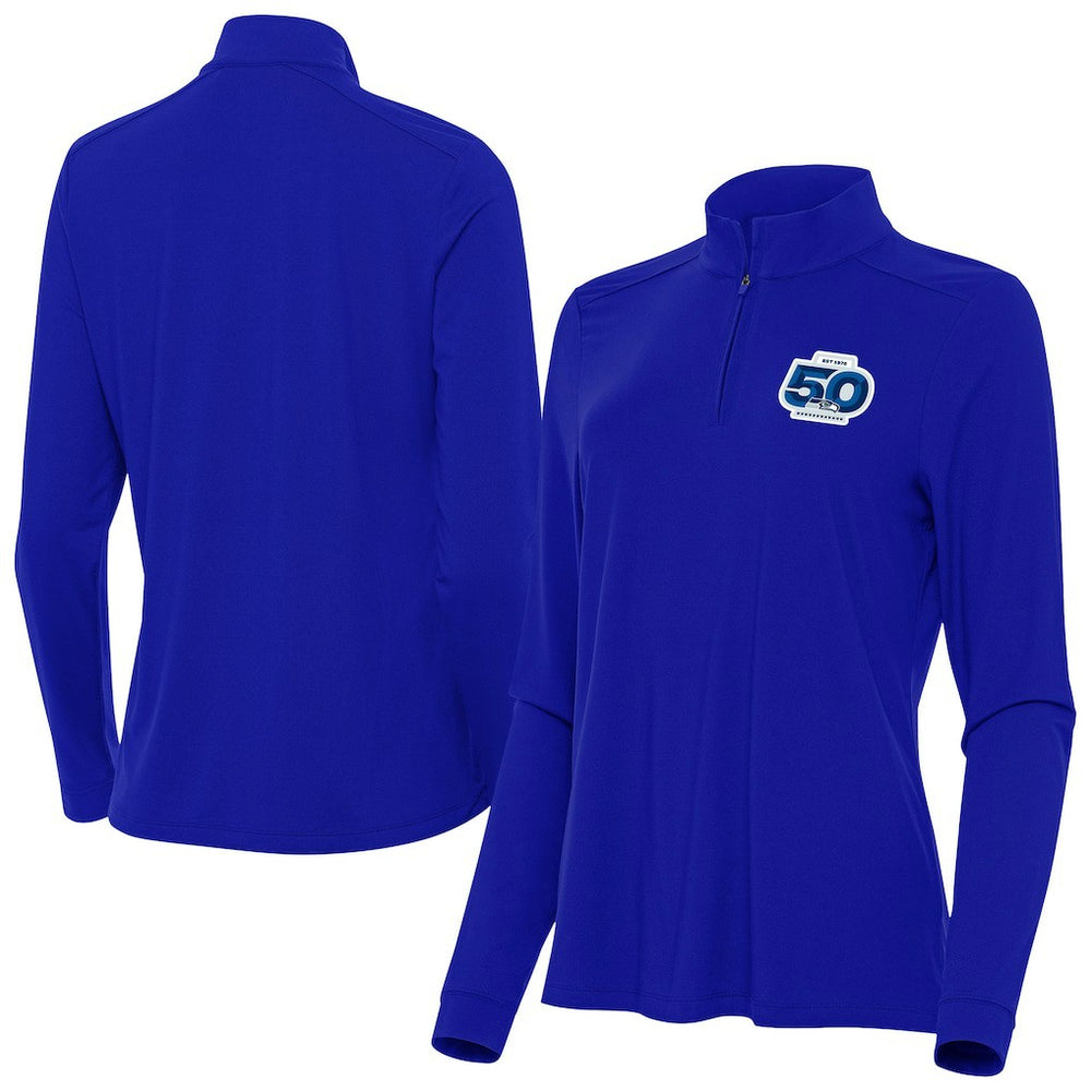 Antigua Women's 50th Season Intent Quarter-Zip Pullover - Seattle Seahawks