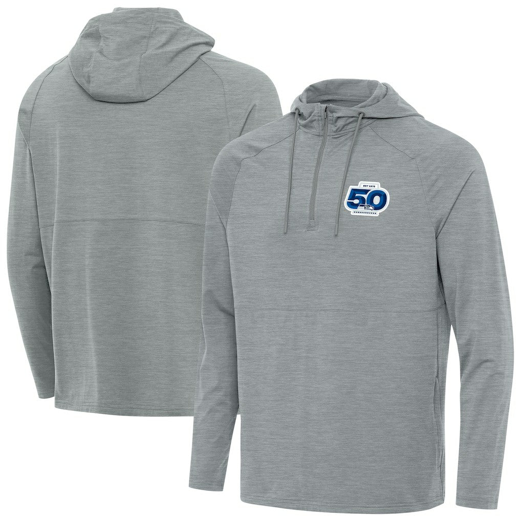 Antigua 50th Season Spikes Raglan Quarter-Zip Hoodie - Seattle Seahawks