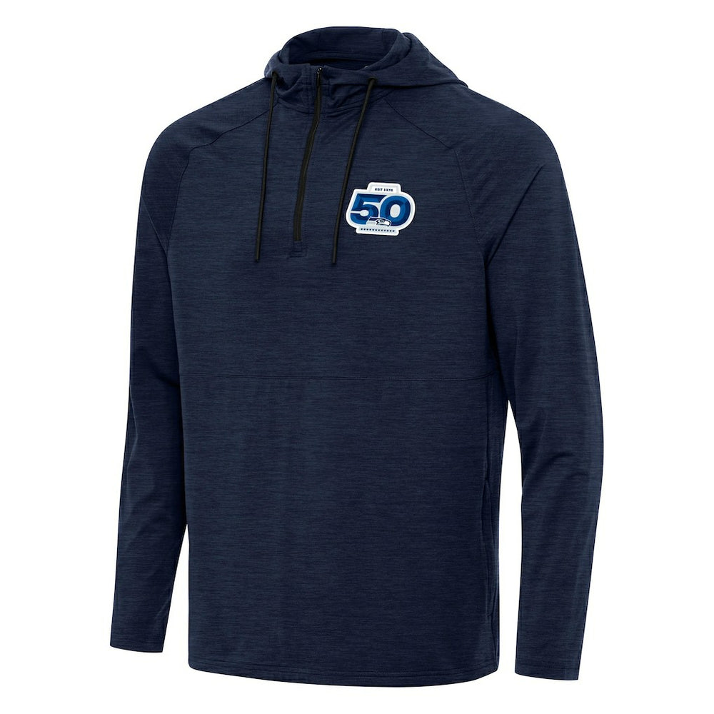 Antigua 50th Season Spikes Raglan Quarter-Zip Hoodie - Seattle Seahawks