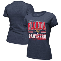 NHL Navy Florida Panthers Majestic Threads Women's 2025 Stanley Cup Champions Tri-Blend Ringer T-Shirt