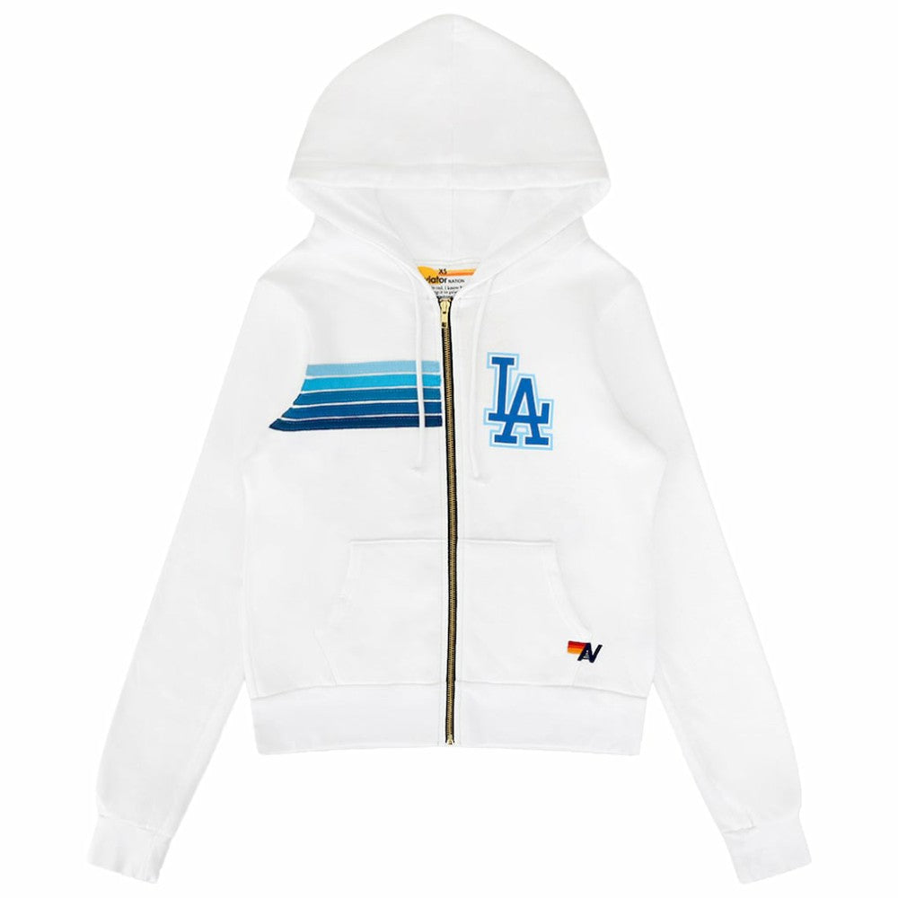 MLB Los Angeles Dodgers Aviator Nation x MLB Unisex Five-Stripe Tri-Blend Full-Zip Hoodie