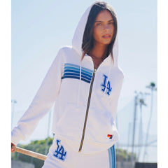 MLB Los Angeles Dodgers Aviator Nation x MLB Unisex Five-Stripe Tri-Blend Full-Zip Hoodie