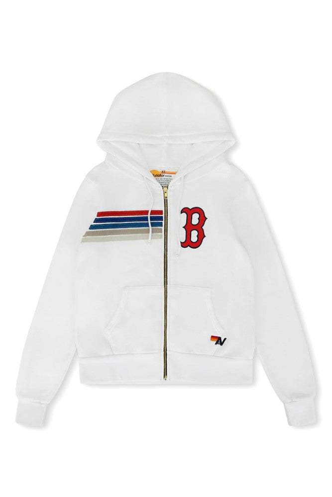MLB Boston Red Sox Aviator Nation x MLB Unisex Five-Stripe Tri-Blend Full-Zip Hoodie