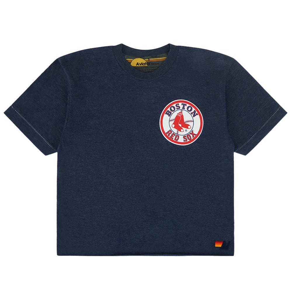 MLB Boston Red Sox Aviator Nation x MLB Women's Cropped Boyfriend Tri-Blend T-Shirt
