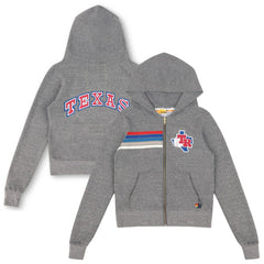 MLB Texas Rangers Aviator Nation x MLB Unisex 5-Stripe Tri-Blend Full-Zip Hoodie