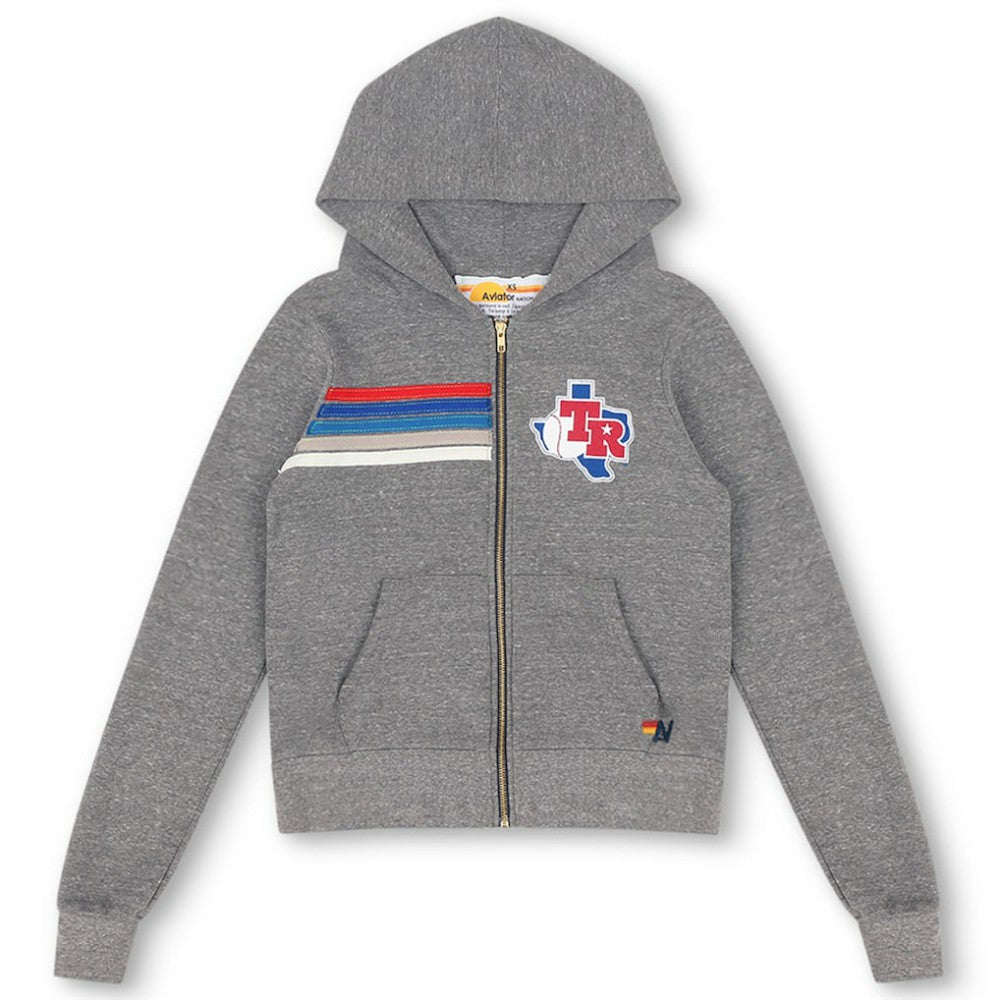 MLB Texas Rangers Aviator Nation x MLB Unisex 5-Stripe Tri-Blend Full-Zip Hoodie