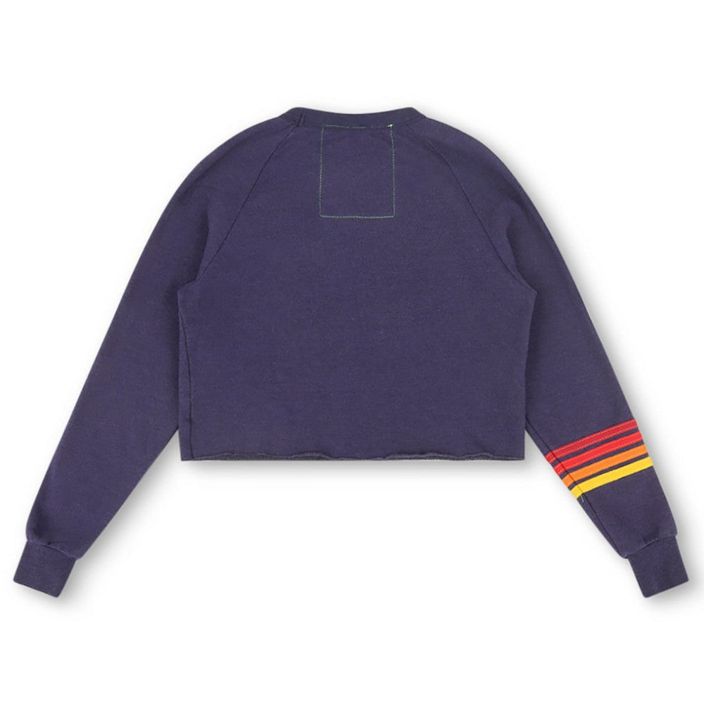 MLB Texas Rangers Aviator Nation x MLB Women's Rugby Stitch Cropped Tri-Blend Pullover Sweatshirt