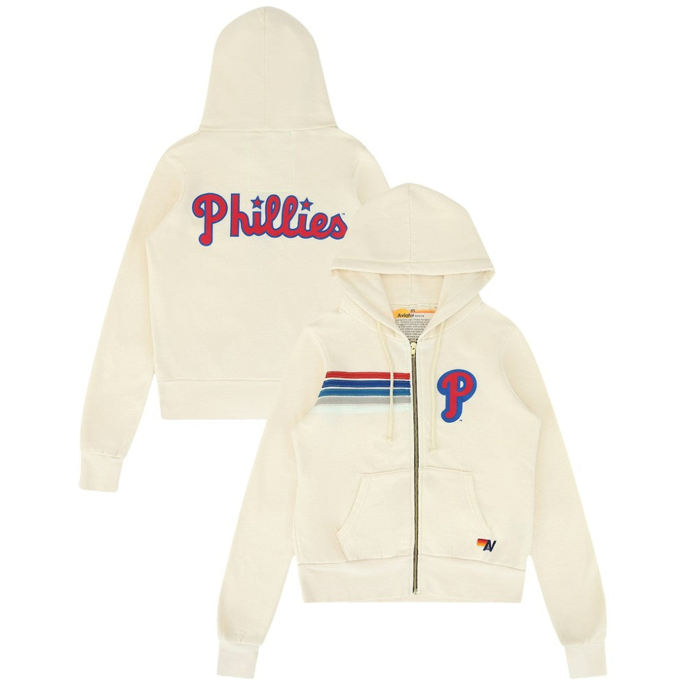 MLB Philadelphia Phillies Aviator Nation x MLB Unisex Five-Stripe Tri-Blend Full-Zip Hoodie