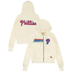 MLB Philadelphia Phillies Aviator Nation x MLB Unisex Five-Stripe Tri-Blend Full-Zip Hoodie
