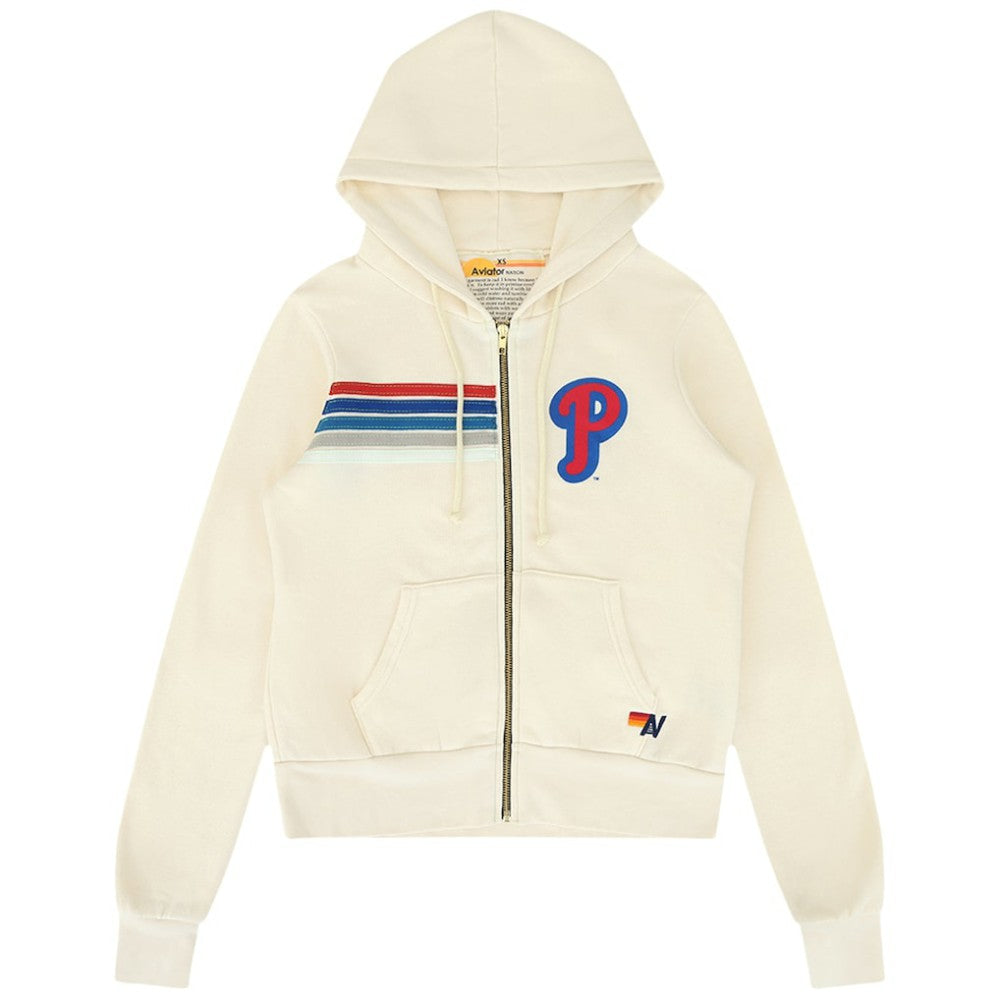 MLB Philadelphia Phillies Aviator Nation x MLB Unisex Five-Stripe Tri-Blend Full-Zip Hoodie