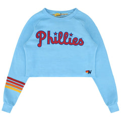 MLB Philadelphia Phillies Aviator Nation x MLB Women's Rugby Stitch Cropped Tri-Blend Sweatshirt