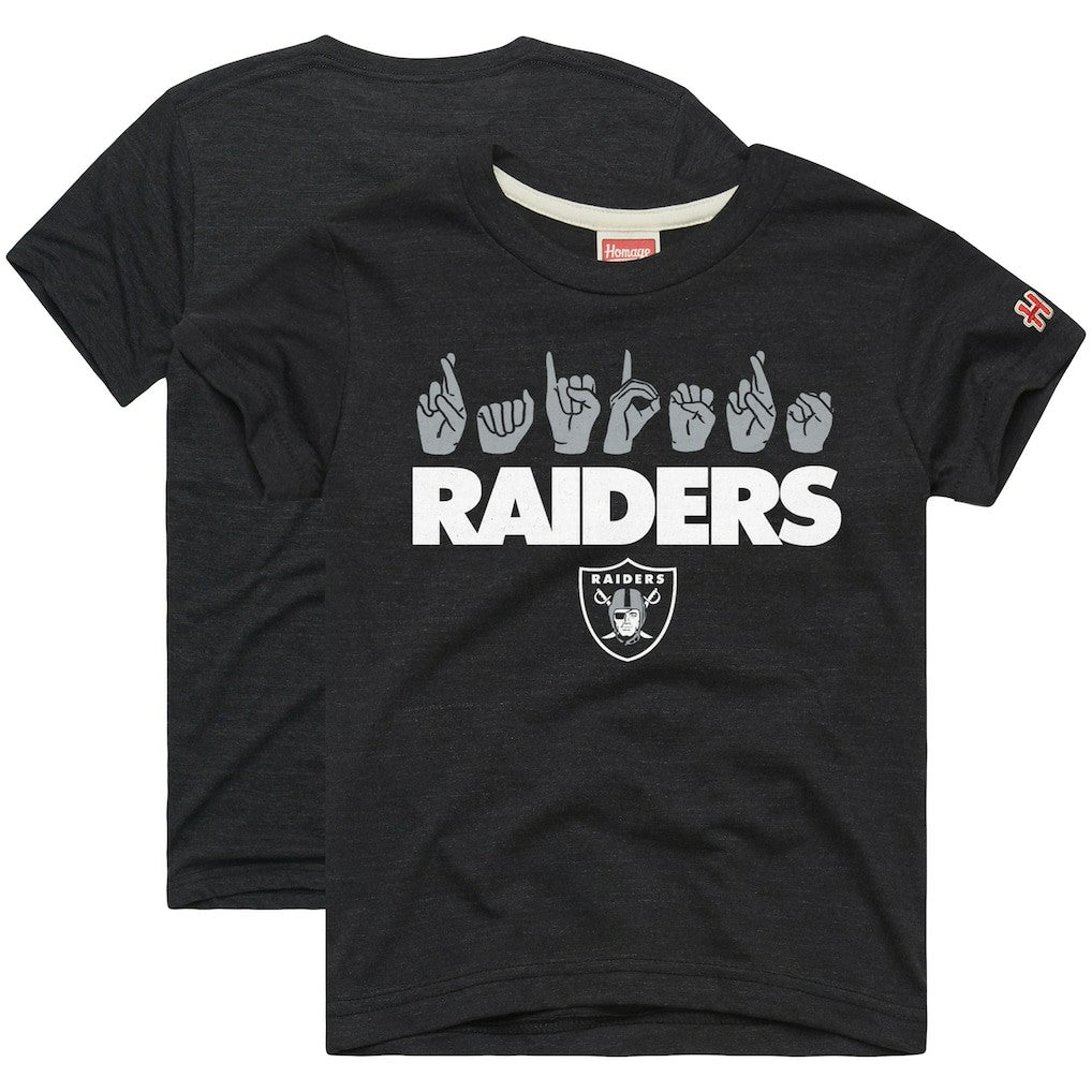 Homage Youth Love Sign x ASL 2.0 Tri-Blend T-Shirt - Las Vegas Raiders