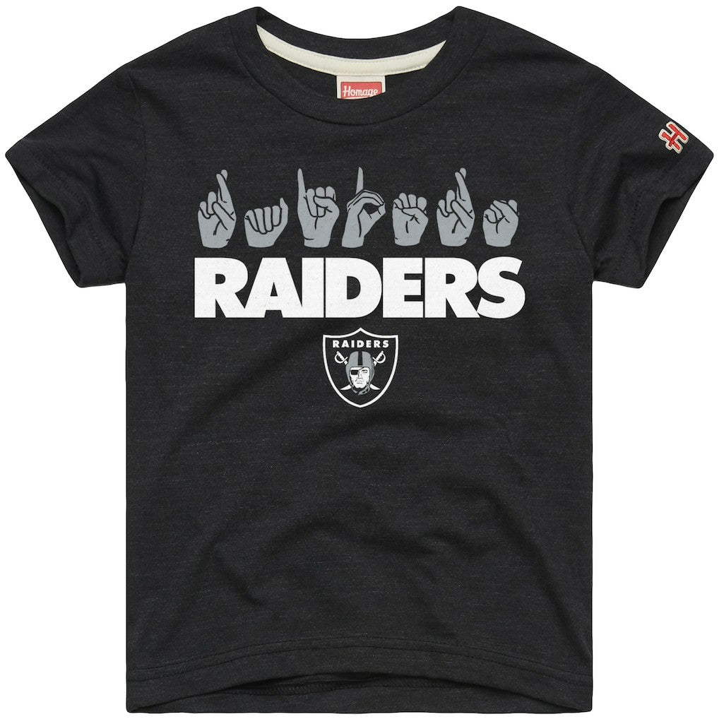 Homage Youth Love Sign x ASL 2.0 Tri-Blend T-Shirt - Las Vegas Raiders