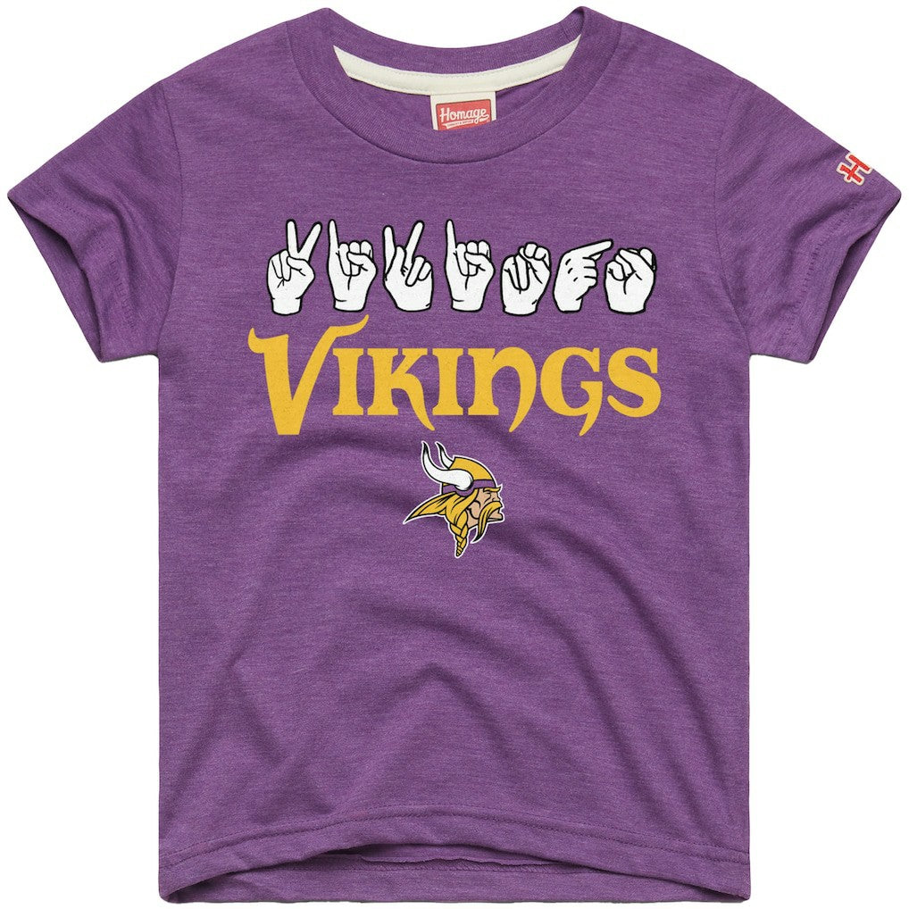 Homage Youth Love Sign x ASL 2.0 Tri-Blend T-Shirt - Minnesota Vikings