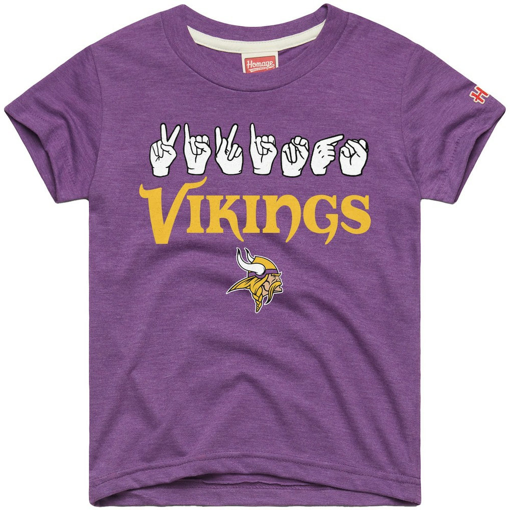 Homage Youth Love Sign x ASL 2.0 Tri-Blend T-Shirt - Minnesota Vikings