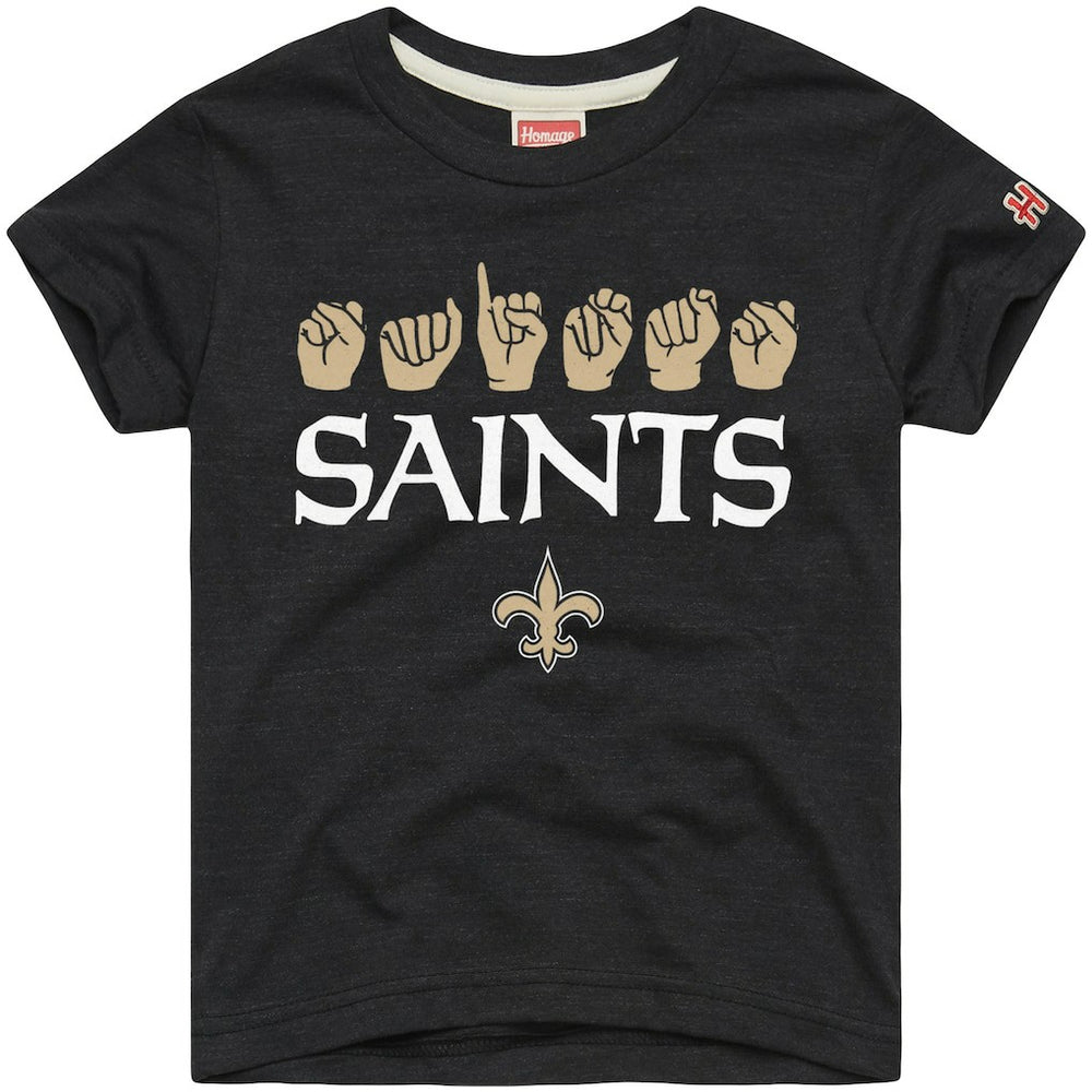 Homage Youth Love Sign x ASL 2.0 Tri-Blend T-Shirt - New Orleans Saints