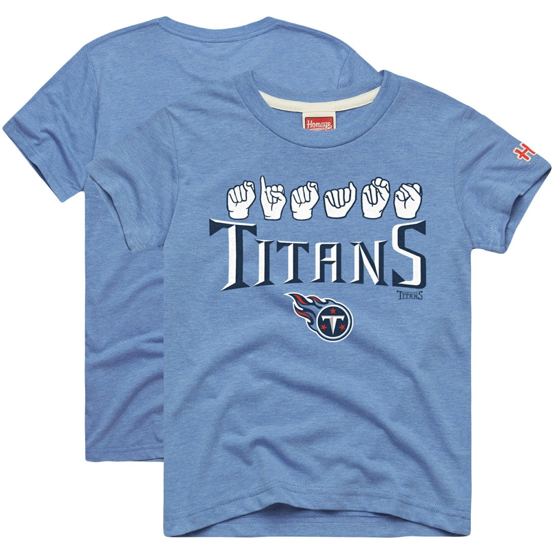 Homage Youth Love Sign x ASL 2.0 Tri-Blend T-Shirt - Tennessee Titans