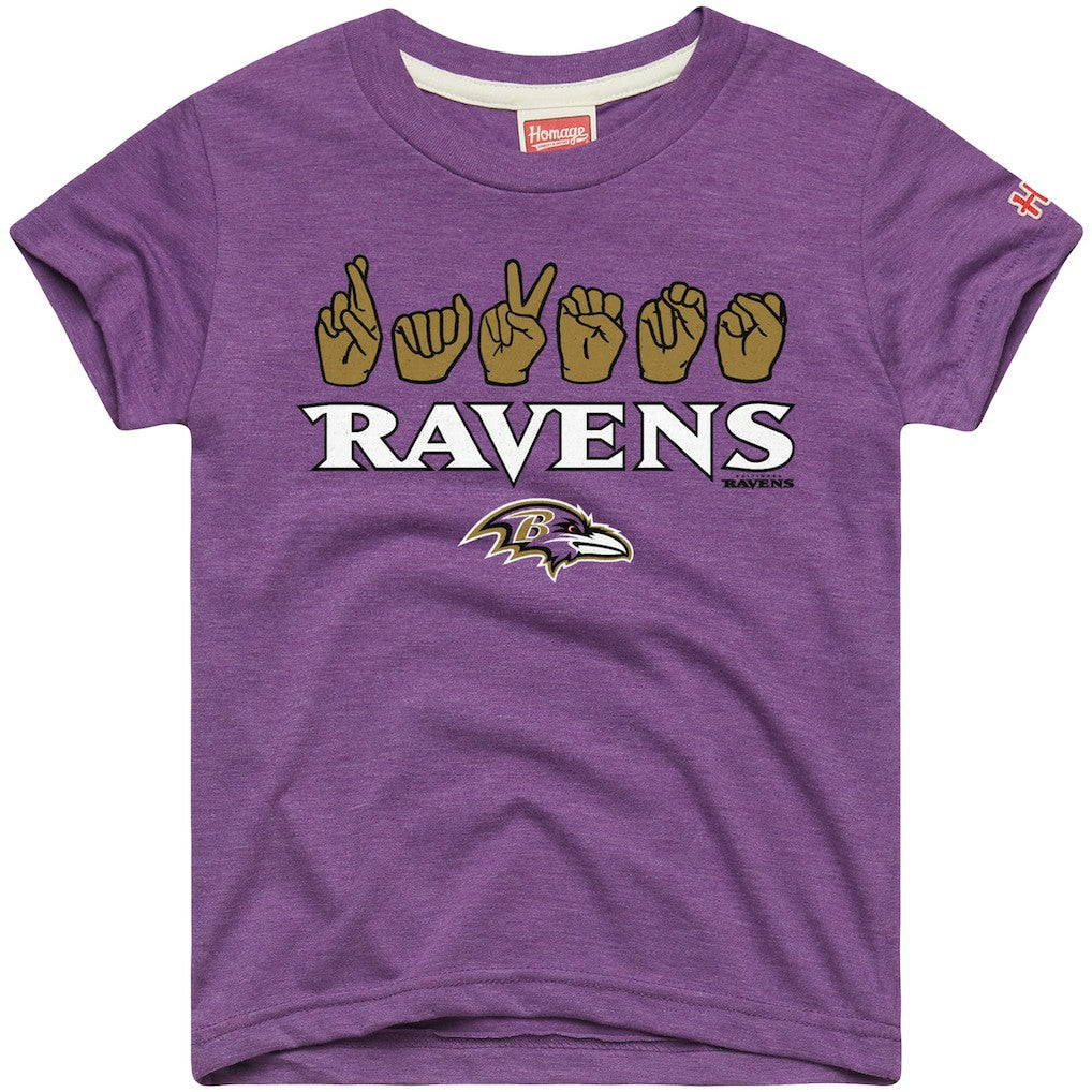 Homage Youth Love Sign x ASL 2.0 Tri-Blend T-Shirt - Baltimore Ravens