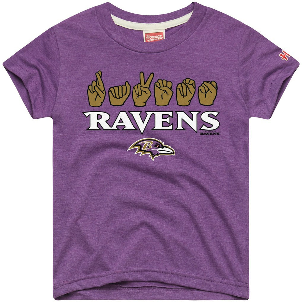 Homage Youth Love Sign x ASL 2.0 Tri-Blend T-Shirt - Baltimore Ravens