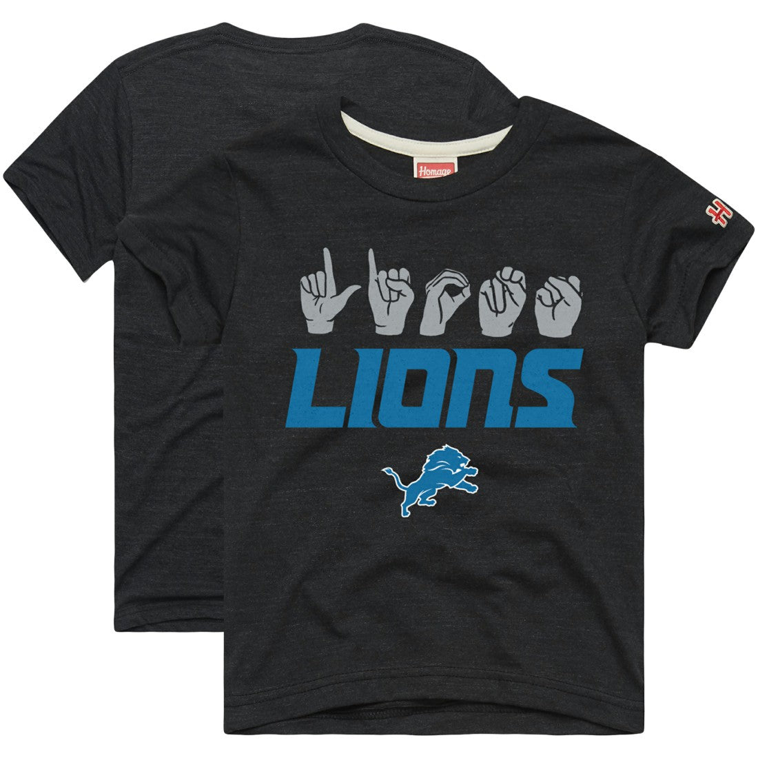 Homage Youth Love Sign x ASL 2.0 Tri-Blend T-Shirt - Detroit Lions