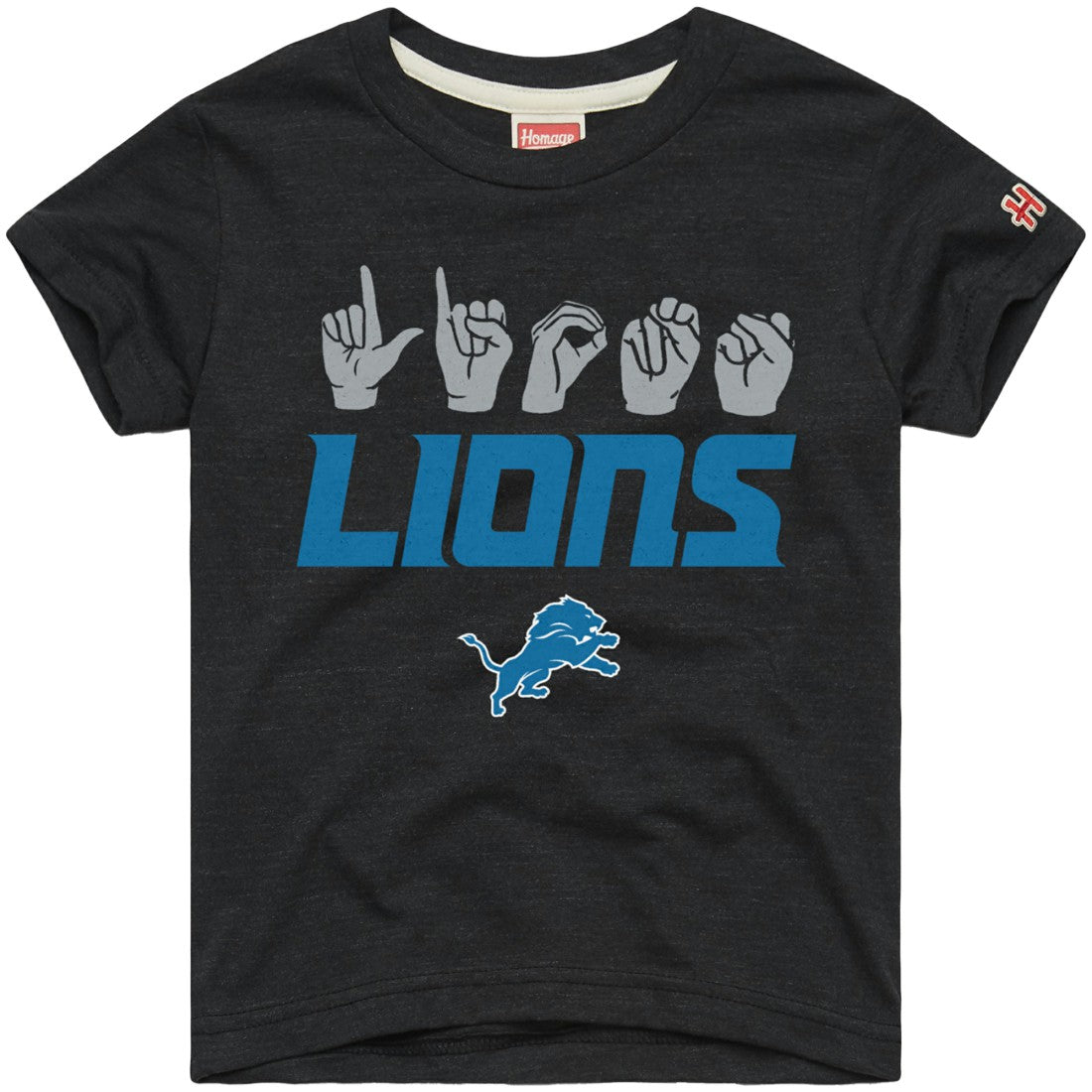 Homage Youth Love Sign x ASL 2.0 Tri-Blend T-Shirt - Detroit Lions
