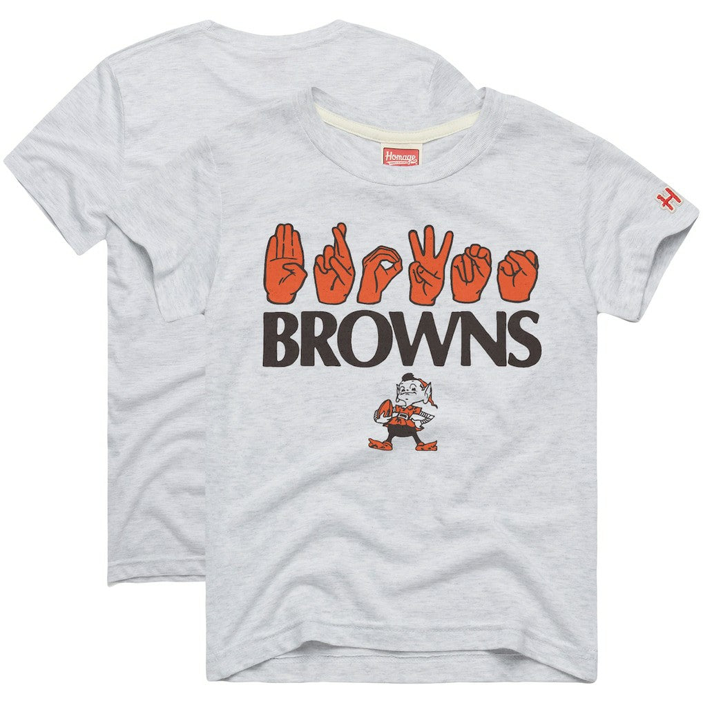 Homage Youth Love Sign x ASL 2.0 Tri-Blend T-Shirt - Cleveland Browns