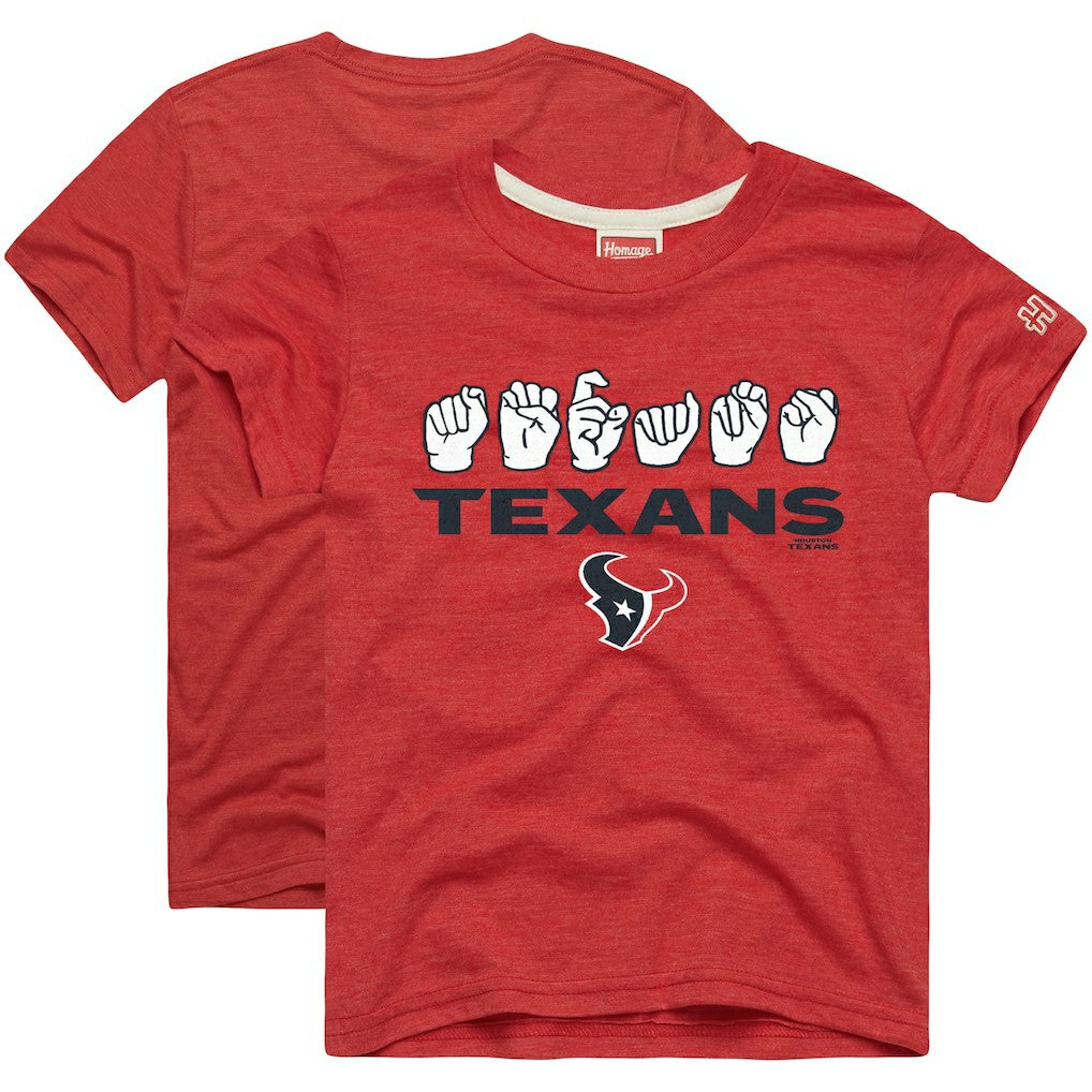 Homage Youth Love Sign x ASL 2.0 Tri-Blend T-Shirt - Houston Texans