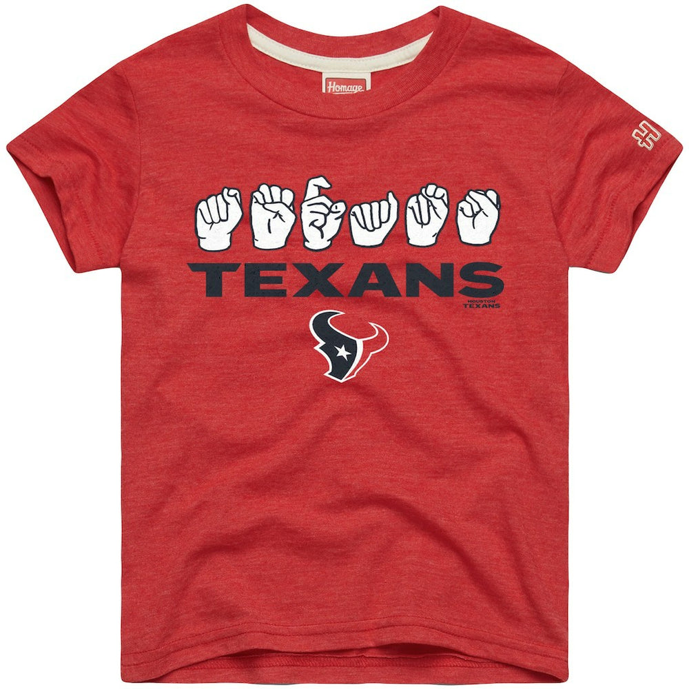 Homage Youth Love Sign x ASL 2.0 Tri-Blend T-Shirt - Houston Texans