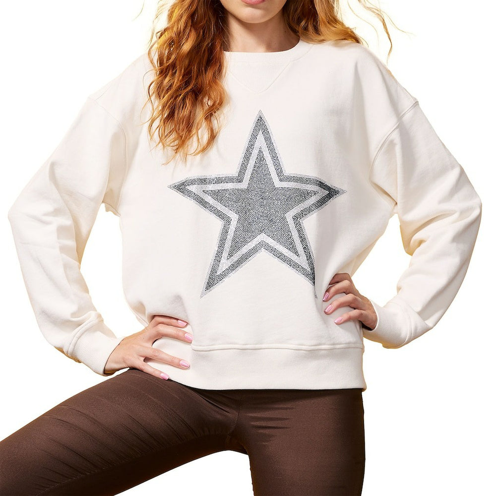 Terez Women's Gems Fleece Crewneck Sweatshirt - Dallas Cowboys