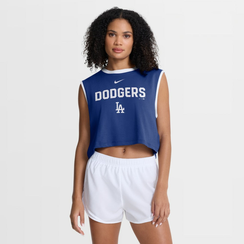 MLB Los Angeles Dodgers Nike Women's Primetime Loose Dri-FIT Cropped Tank Top