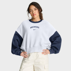 MLB Milwaukee Brewers Nike Women's Oversized High Hip Fleece Sweatshirt