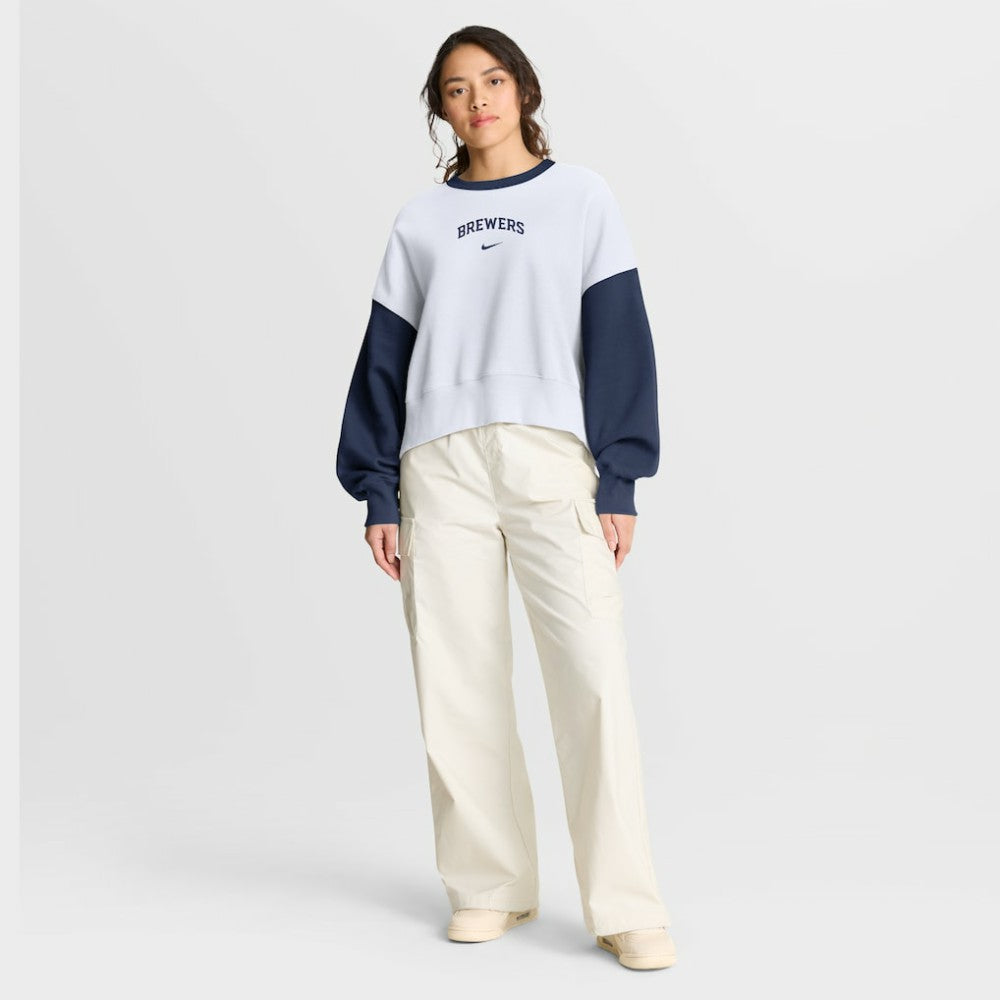 MLB Milwaukee Brewers Nike Women's Oversized High Hip Fleece Sweatshirt