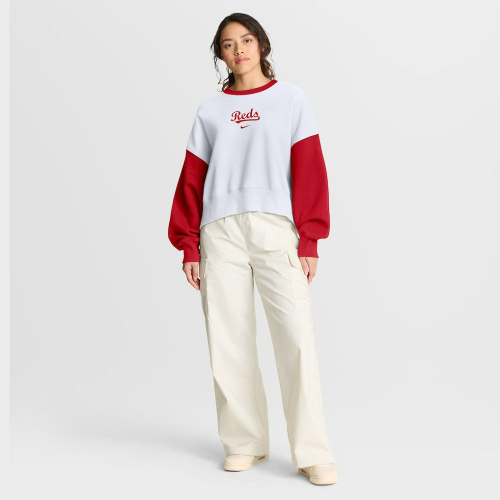 MLB Cincinnati Reds Nike Women's Oversized High Hip Fleece Sweatshirt