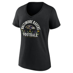 Lamar Jackson  Women's Floral Name & Number V-Neck T-Shirt - Baltimore Ravens