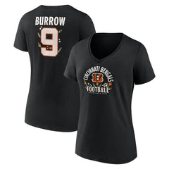 Joe Burrow  Women's Floral Name & Number V-Neck T-Shirt - Cincinnati Bengals