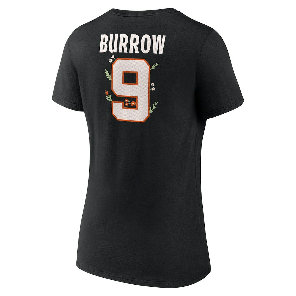Joe Burrow  Women's Floral Name & Number V-Neck T-Shirt - Cincinnati Bengals