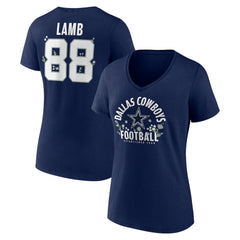 CeeDee Lamb  Women's Floral Name & Number V-Neck T-Shirt - Dallas Cowboys