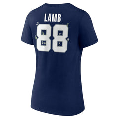 CeeDee Lamb  Women's Floral Name & Number V-Neck T-Shirt - Dallas Cowboys