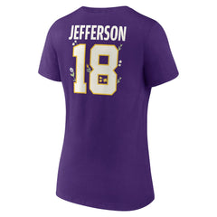 Justin Jefferson  Women's Floral Name & Number V-Neck T-Shirt - Minnesota Vikings