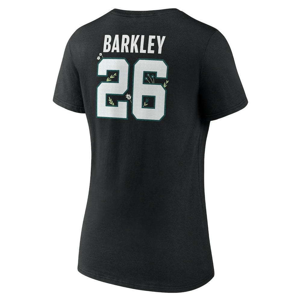 Saquon Barkley  Women's Floral Name & Number V-Neck T-Shirt - Philadelphia Eagles