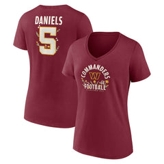 Jayden Daniels  Women's Floral Name & Number V-Neck T-Shirt - Washington Commanders