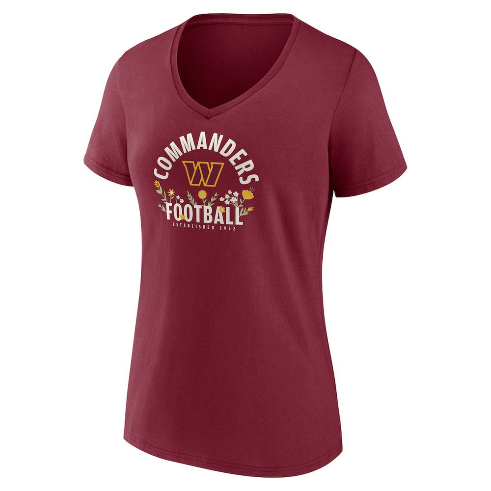 Jayden Daniels  Women's Floral Name & Number V-Neck T-Shirt - Washington Commanders