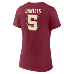 Jayden Daniels  Women's Floral Name & Number V-Neck T-Shirt - Washington Commanders