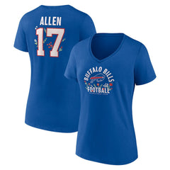 Josh Allen  Women's Floral Name & Number V-Neck T-Shirt - Buffalo Bills