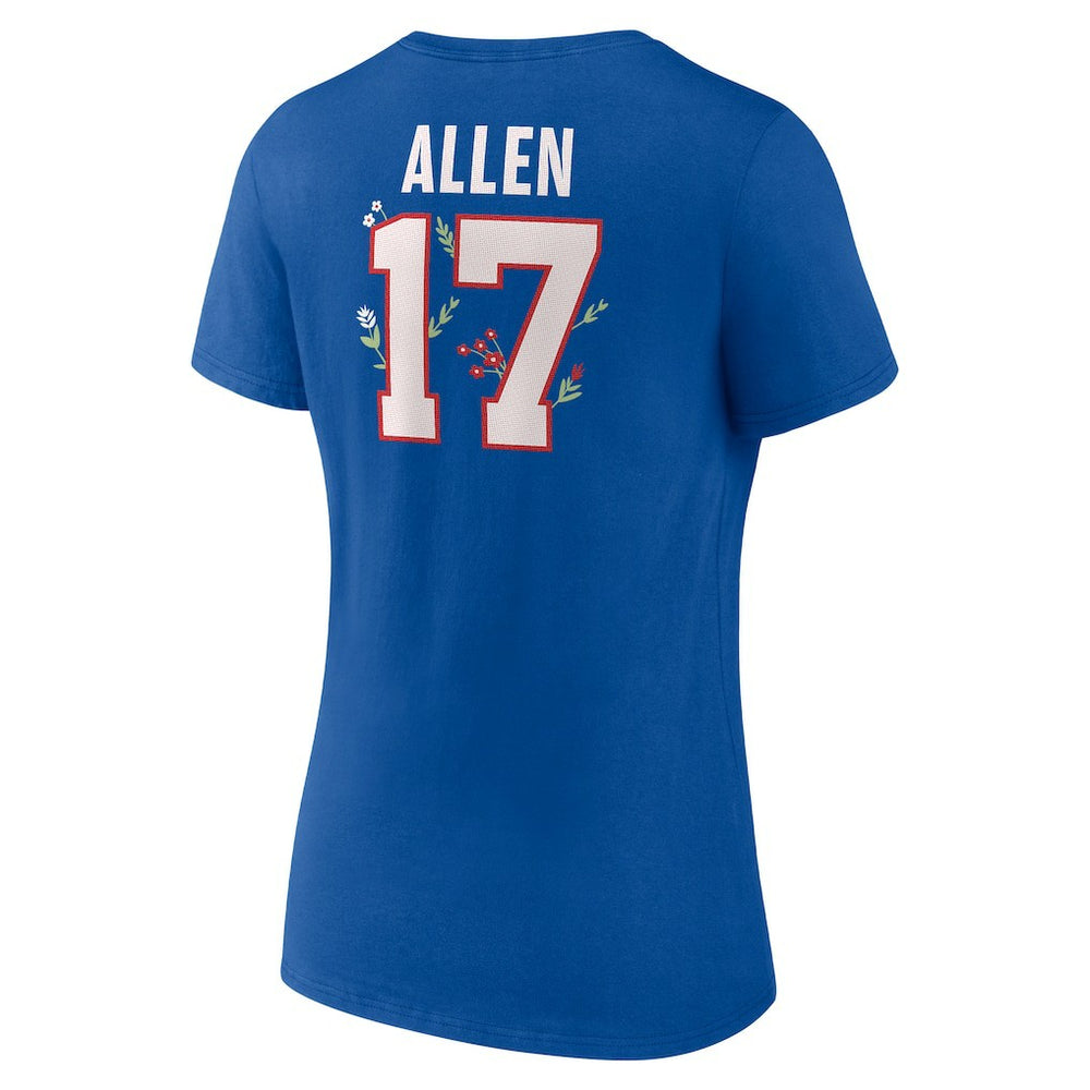 Josh Allen  Women's Floral Name & Number V-Neck T-Shirt - Buffalo Bills