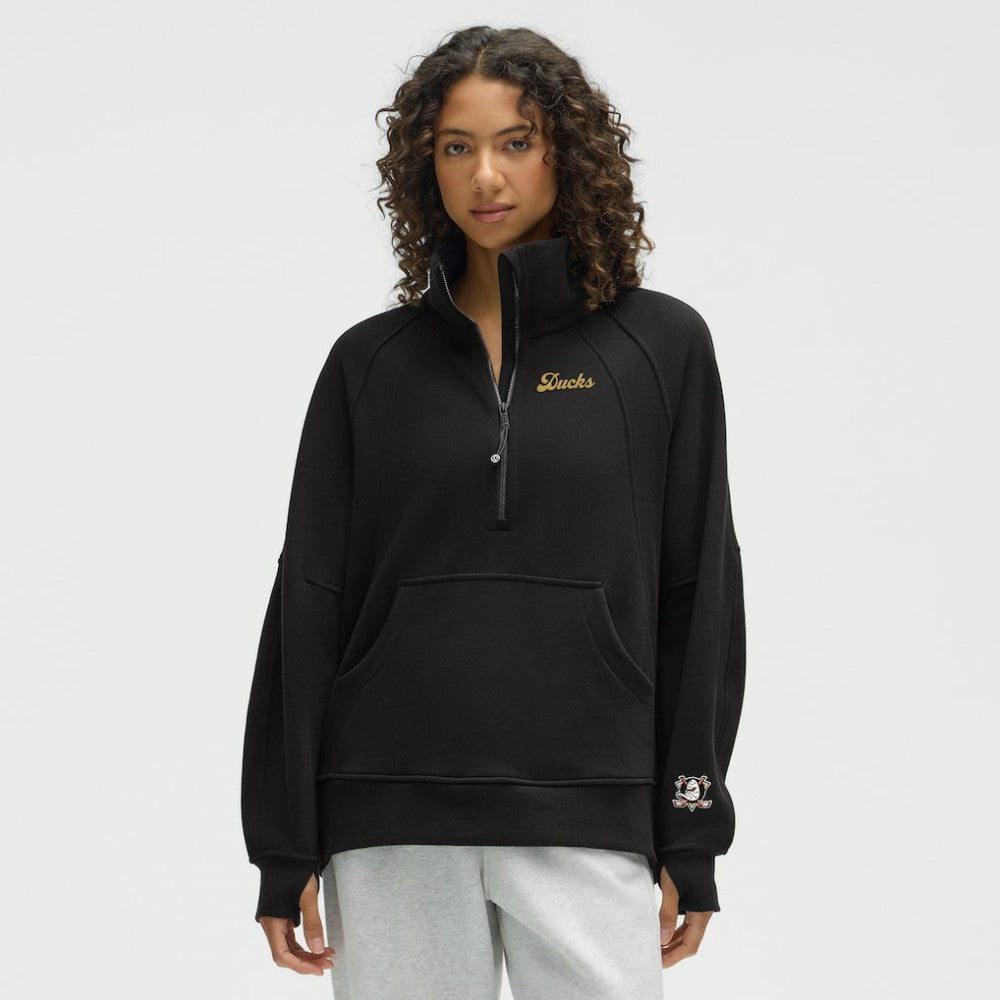 NHL Black|Black Anaheim Ducks lululemon Women's Long Scuba Oversized Half-Zip Funnel Neck